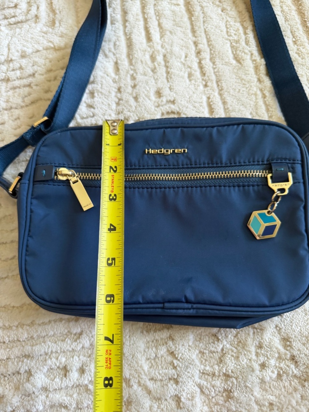 Hedgren Blue Nylon Crossbody Bag Lightweight Travel Purse Gold Hardware - Picture 5 of 5